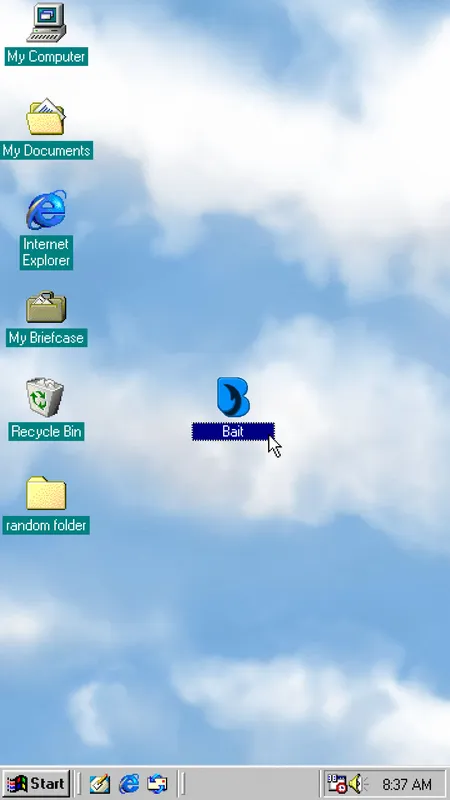 Releitura de uma interface de computador com a marca Bait
