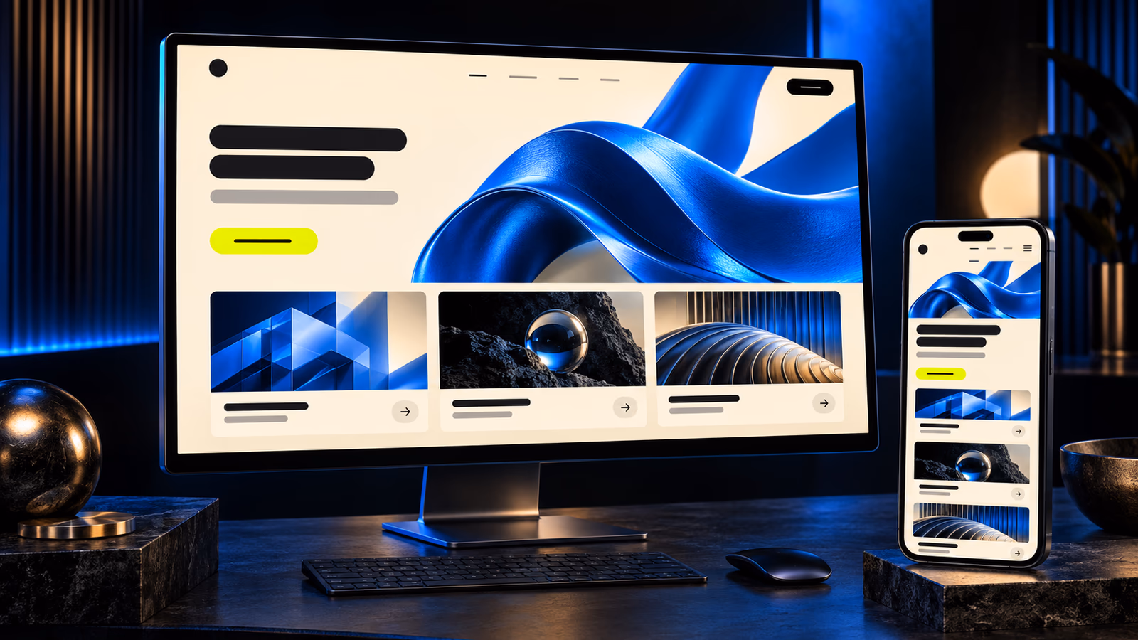 Experiência digital da marca em site responsivo para desktop e celular.
